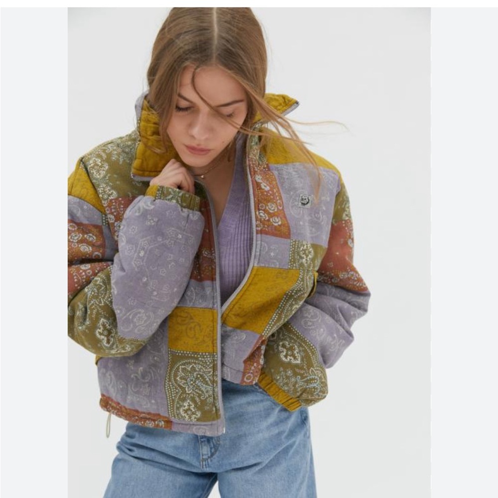 URBAN OUTFITTERS | BDG ASH PRINTED LINEN PUFFER JACKET (M)